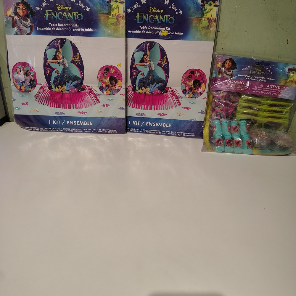 NWT Disney Encanto 2 Table Decorating Kits and 1 Party Favor Kit Birthday Party